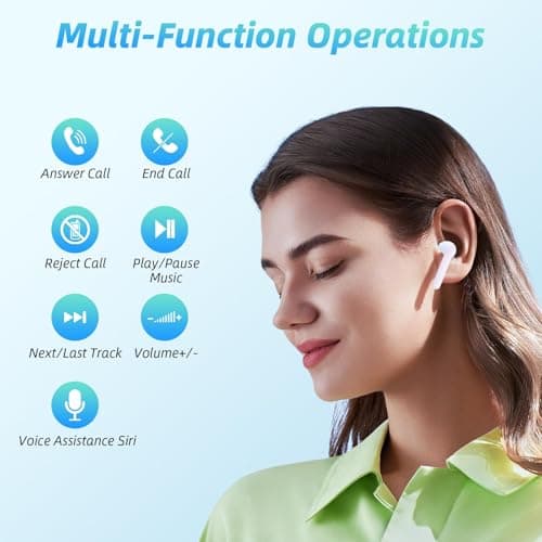 Wireless Earbuds 40H Playtime 8H Continuous Playtime Bluetooth Ear Buds, IPX6 Waterproof Stereo Sound Bluetooth Wireless Headphones with Microphone and Charging Case for iOS Android Sports Pink 7