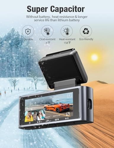 OMBAR Dash Cam 5G WiFi GPS, 3 Channel Dash Cam Front and Rear Inside 2K+1080P+1080P, 3.18" LCD Screen, 64GB Card Included, Dual Dash Camera for Cars 4K/2K/1080P+1080 P IR Night Vision, WDR, G-Sensor 6