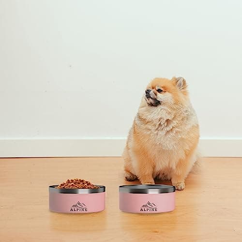 Alpine Set of 2 Stainless Steel Dog Bowls, Non Slip, Metal Pet Bowl for Food and Water, Double Walled Insulated, Rustproof, Dishwasher Safe- 32 Ounces- Sky Blue (AB) 8