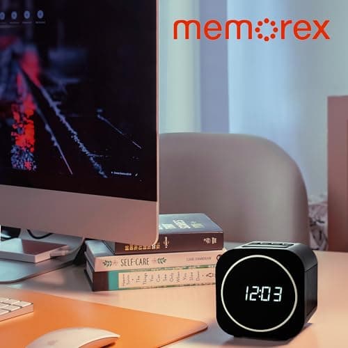Memorex MX-CR140 Clock Radio with USB Charging | Dual Alarm Clock with FM PLL Radio, Sleep Timer, Snooze Function & 0.6” White LED Display | Compact Bedside Digital Alarm Clock with Battery Backup 8