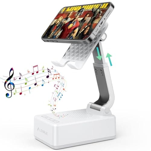 Gifts for Men Women, LENRUE Cell Phone Stand with Wireless Bluetooth Speakers, Flexible Comfort View, Loud Clear Sound, Birthday Gifts for Women Men Everyone, Tech Gadgets for Phones