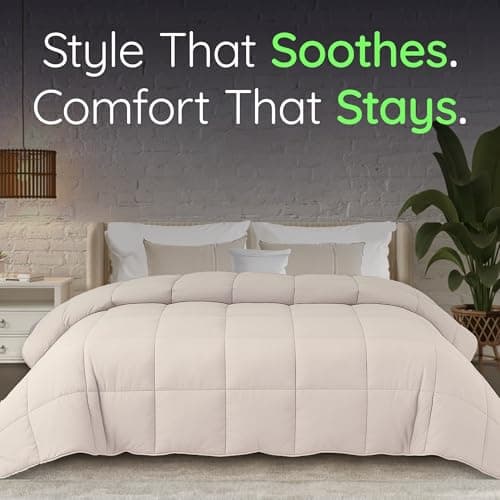 HomeSmart Weighted Comforter, Queen Size 20lbs, 3X More Fluffy Than A Weighted Blanket, Breathable, Soft, Light Beige 5