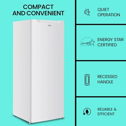 Koolatron Compact Upright Freezer, 5.3 cu ft (150L), White, Manual Defrost Design, Space-Saving Flat Back, Reversible Door, for Home, Apartment, Condo, Cottage 3