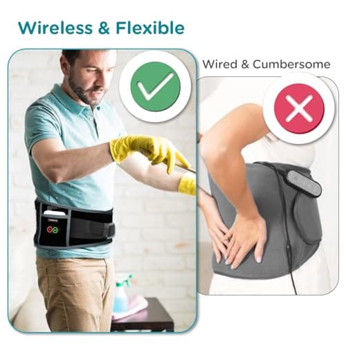 Comfytemp Cordless Heating Pad with Massager for Back, Portable Lower Back Massager FSA Eligible HSA Rechargeable Wireless Electric, Birthday Gifts for Women Men Mom Dad Seniors 3 Heat 30mins Auto-Off 8