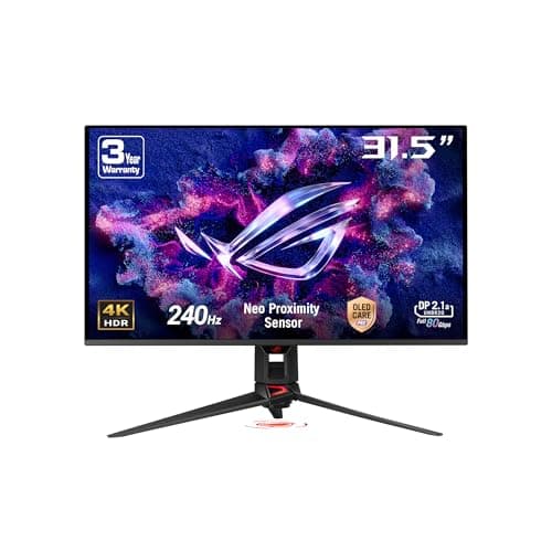ASUS ROG Swift 32” 4K OLED Gaming Monitor (PG32UCDMR) ― 4K (3840 x 2160), QD-OLED, 240Hz, 0.03ms, G-SYNC Compatible, 99% DCI-P3, USB-C 90W, DisplayWidget, DisplayPort 2.1, 3 yr Warranty 7