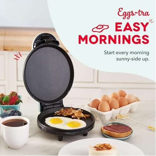 Dash Round Express Electric - Pancake Maker & Eggs Griddle System - Healthy Breakfast Maker - Quick Heat-Up & Easy Cleanup - nonstick surface - Red 5
