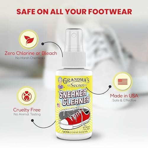 Grandma's Secret Sneaker Cleaner - Shoe Cleaner for Rubber, Canvas and Leather - Stain Remover Spray Removes Dirt, Grime and Grass - 3oz Sneakers Cleaner for Outdoor Shoes, Slippers and Moccasins 6