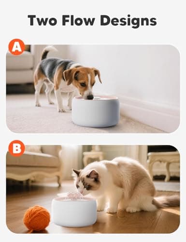 WOPET Premium Ceramic Cat Water Fountain W03 Lite，3L/101oz Automatic Pet Water Fountain for Cats & Dogs, Dishwasher Safe，Luxury Cat Fountain with Ultra-Quiet Pump and Filter & Sponge 5