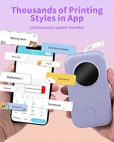 Phomemo D30 Label Makers, Bluetooth Mini Label Maker, Sticker Maker Machine Ideal for Home Office Organization Inkless Thermal Printer Multiple Font Styles & Templates Purple 5
