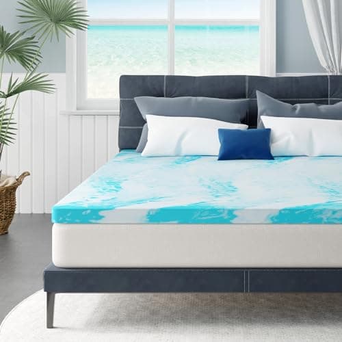 MLILY 2 Inch King Memory Foam Mattress Topper with Gel Infusion, Cooling Pad in a Box, CertiPUR-US Certified, 76”x80”, Blue