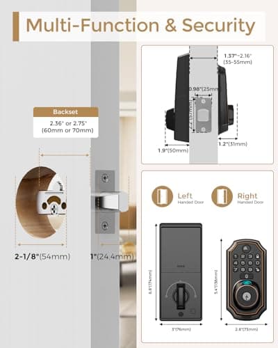 Keyless Entry Deadbolt - WiFi Video Smart Lock with Camera, 5-in-1 (Camera+Doorbell+Fingerprint+Keypad), App Control, Two-Way Audio, Waterproof, Easy Installation 8