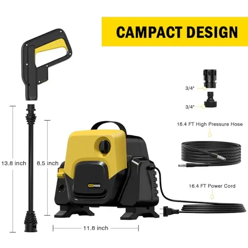 VERVEWAVE Electric Pressure Washer 2400 Max PSI -1.79 GPM Portable Pressure Washer with 360° Rotating 5-in-1 Nozzle, Power Washer with Foam Pot/Car Wash Kit for Cars, Driveways, Siding, Patios, Garden 9