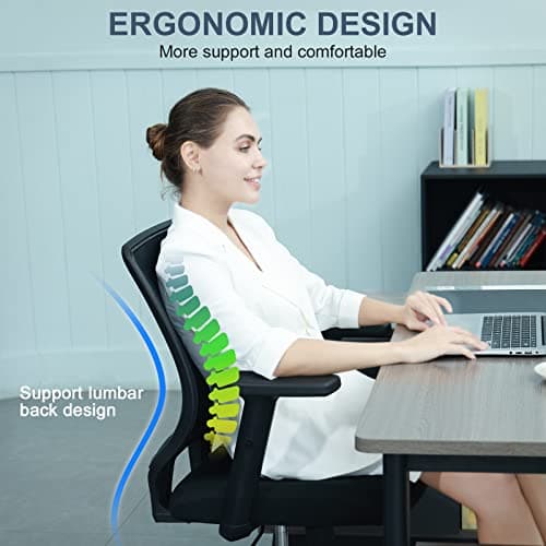 Schwake Ergonomic Office Chair Home Mesh Desk Chair with Adjustable Arms - Mid Back Computer Chairs for Adults - Swivel Task Chair Comfortable for Home Office (Black) 9