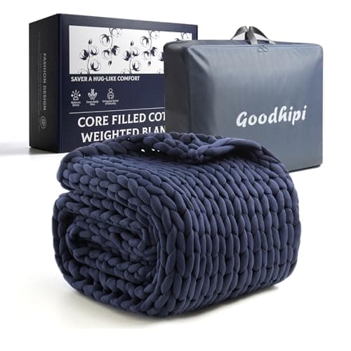 Goodhipi Hand-Knit Weighted Blanket for Adults, Chunky Knit Blanket,Cooling,Breathable,Sustainable,Machine Washable,Organic Cotton,Easter Gifts for Women Birthday Gifts(Blue,40"*60",8lbs) 7