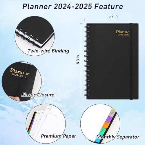Daily Planner 2024-2025 - 18 Month Planner with Tabs, Calendar Yearly Monthly Weekly Spiral Time Management Planner, May 2024 - October 2025, Flexible Cover, 100GSM Thick Paper, A5 Size, Black 6