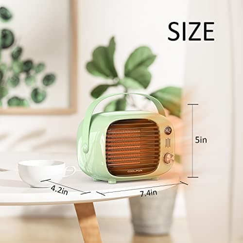 Coolfor Space Heater, Fast Heating Desk Heater with Temperature Control, 800W/500W Safe and Quiet Ceramic Heating Fan for Home Bedroom Office Desk Indoor Use(Green) 5