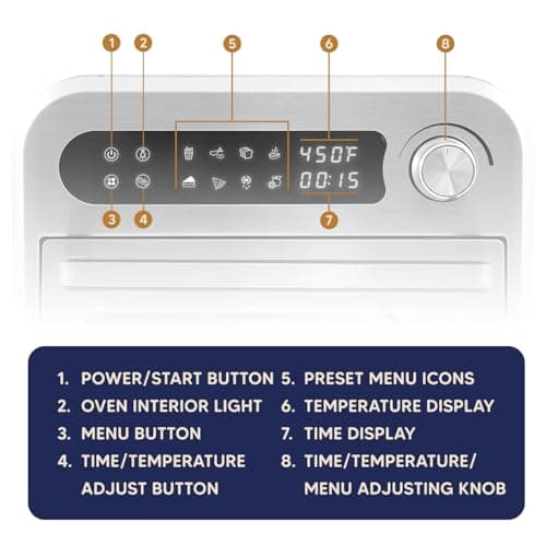 Elite Gourmet EAF1010D Programmable 10L Air Fryer Convection Countertop Oven, 8 Menu Settings, Temperature + Timer Controls, Bake, Toast, Broil, Air Fry, 1500W with Recipes, Steel Exterior 7