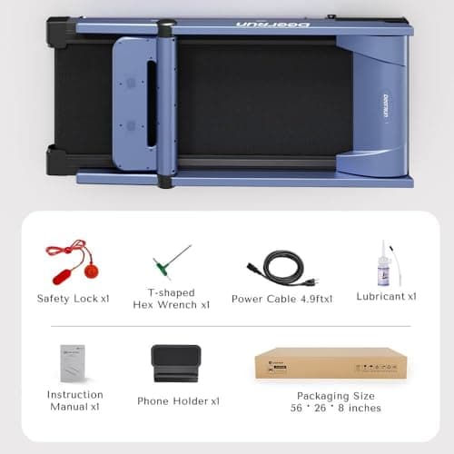 DeerRun Foldable Treadmill for Home with 6% Manual Incline & Handlebar, Compact Folding Walking Pad Treadmill for Walking, Jogging & Running, 0.6-7.5 MPH, 300 lb Capacity, App & Remote Control 8