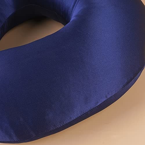 ROSEWARD 100% Mulberry Silk Travel Neck Pillow Replacement Cover Only, Highest 6A Grade Silk 22 Momme Silk Travel Neck Pillow Removable Cover, USA Made (Navy) 5
