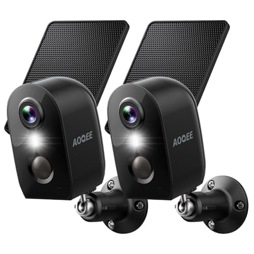 AOQEE Cameras for Home Security-2.4Ghz WiFi Security Cameras Wireless Outdoor, Battery Powered with Solar Panel, Color Night Vision, AI Motion Detection, SD Card/Cloud Storage, Work with Alexa, Y8 2P