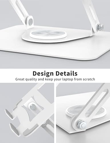 ALASHI Laptop Stand for Desk with 360° Rotating Base, Multi-Angle Adjustable Laptop Stands, Foldable Laptop Riser Compatible with 10 to 15.6 Inches PC Computer, White 5