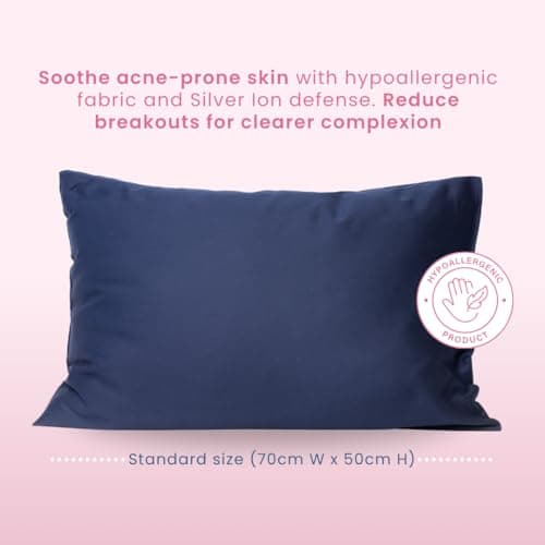 Clean Sleep Silver Ion Pillowcases, Hypoallergenic Pillowcases for Blemish-Prone & Sensitive Skin, Silver Ion Infused Plant-Based Fabric, Standard Size, 2 Pillow Covers, Blue 8
