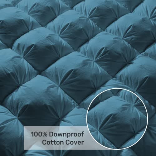 UNIKOME Pinch Pleat Goose Feather Down Comforter - All Season Duvet Insert with 100% Cotton Cover, Cloud-Like Fluffiness, 20% Extra Fill (King, Navy,106"X90") 8