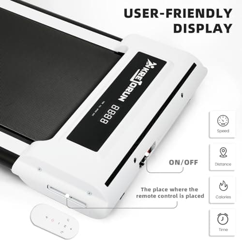 KREJORUN Under Desk Treadmill for Home Office, 2 in 1 Portable Running Walking Pad with Remote Control, 2.5HP Exercise Jogging Machine,White 7