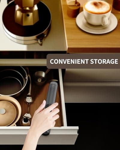 CIRCLE JOY Rechargeable Milk Frother Hanheld, Dual Coil Whisk Head Electric Coffee Frother, Portable Hand Frother Wand Drink Mixer for Matcha Lattes Cappuccino, Kitchen Gifts, Black 7