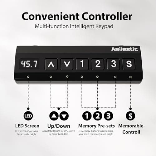 Agilestic L Shaped Standing Desk, Adjustable Height Corner Gaming Desk with Shelf, Sit Stand Up Desk, 63 x 55 Inch Home Office Computer Table, Black 8