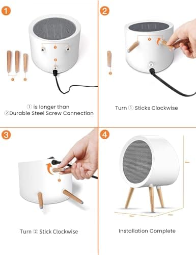 Gaiatop Portable Space Heater for Indoor Use, 1000W/600W Small Electric Desk Heater for Bedroom or Office, 2s PTC Ceramic Heating, Overheat & Tip-Over Protection, Cute Gifts for Women Men, White 8