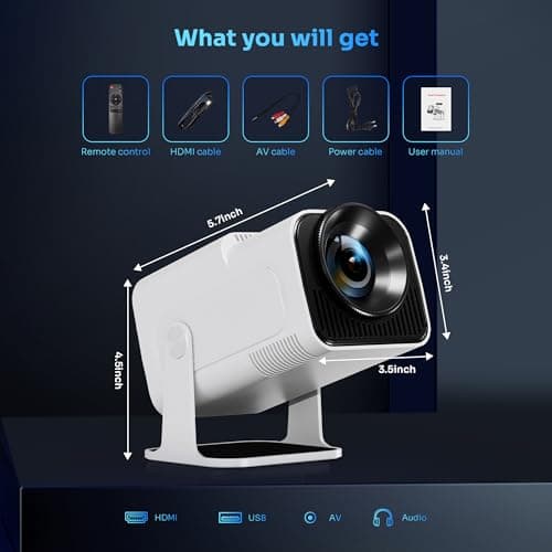 HIPPUS Smart Mini Projector with 180° Adjustable Stand, 1080P 4K Outdoor Portable Projector, WiFi 6 & Bluetooth 5.2, Android 11, 300ASIN LM, Support 2.4G/5G Dual-Band Wi-Fi. 8