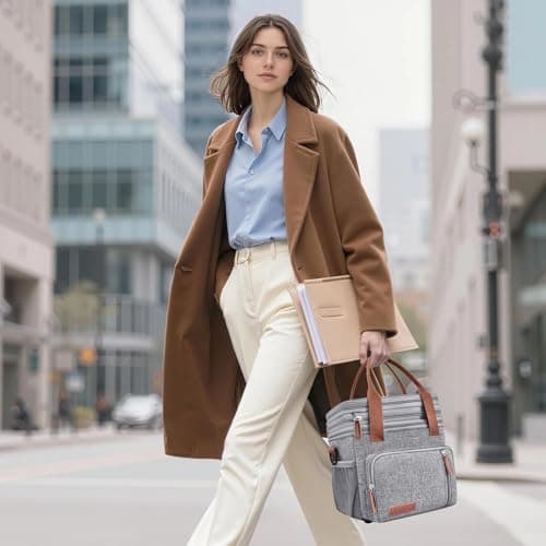 MIYCOO Lunch Bag & Lunch Box for Women Men, Double Deck Leakproof Insulated Soft Large Adult Camping Cooler bag for Work, Beach, Picnic, Travel (Grey, 15L) 6