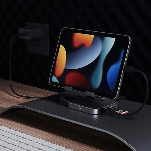 7-in-1 USB C Hub Charging Stand with 100W PD & 4K HDMI - Portable Docking Station for MacBook Pro, iPad Pro, Laptops, 2 USB 3.0, SD/TF Card Reader, Audio Jack 6