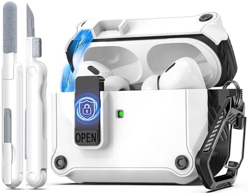 R-fun for AirPods Pro 2 Case Cover with Lock & Cleaning Kit, Keychain, Magnetic Lid, Compatible with AirPods Pro 2nd/1st Generation Protective Case, Support Wireless Charging, White