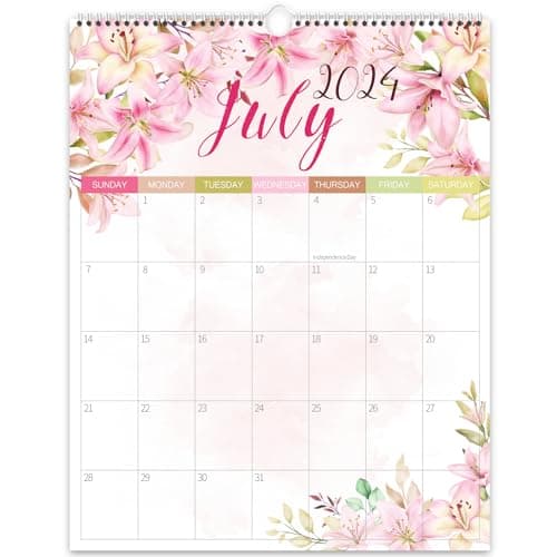 GuassLee 2024-2025 Wall Calendar - 18 Monthly Calendar from Jan. 2024 to Jun. 2025, 11” x 14” Hanging Calendar 2024 with Thick Paper Colorful Flower Design for Wall School Home Office