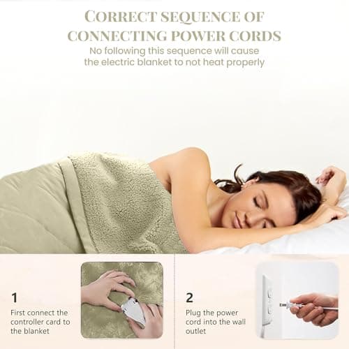 Thermee Micro Flannel Heated Blanket King Size - 10 Settings, Programmable, Rapid Heating, Luxuriously Soft - Sage 7