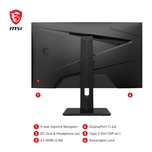 msi G274QPF-QD, 27" Gaming Monitor, 2560 x 1440(QHD), IPS, 170Hz, FreeSync Premium, HDR400, HDMI, Displayport, USB C, Tilt 6