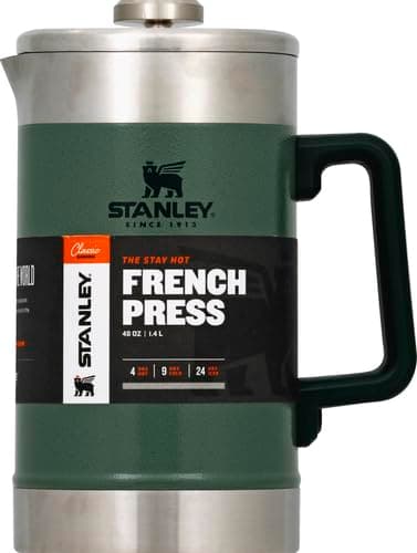 STANLEY Classic Stay-Hot French Press Coffee Maker 48 oz | 5 Minute Brew, 4 Hours Hot | Mesh Filter for Coffee Grounds | Insulated Stainless Steel French Press | BPA-Free | Hammertone Green 2