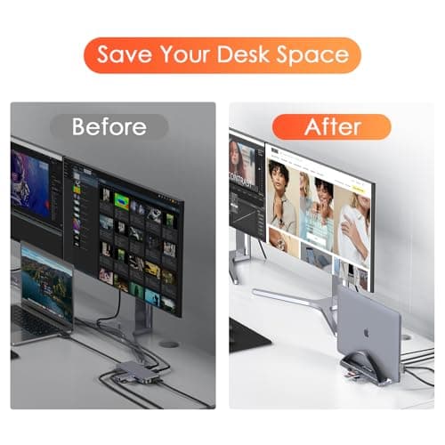 TobenONE USB C Docking Station Dual 4K Monitor for MacBook Pro/Air M4/M5, 13-in-2 Mac Docking Station Stand with 2 HDMI, VGA, 5 USB, 100W PD, Ethernet, SD/Micro SD, Audio (No Power Adapter Included) 5