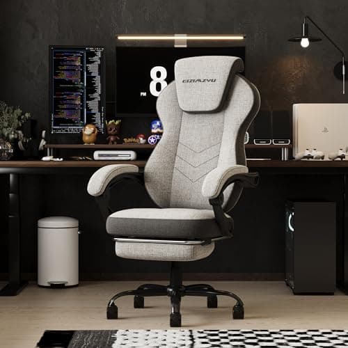 GAMVIETE Home Office Desk Chair with Wheels, Adjustable Height Armless Office Chair, PU Leather Mid Back 360° Small Computer Chair, Modern L Shaped Chair for Office, Gaming, Reading Room (2274-Gray)