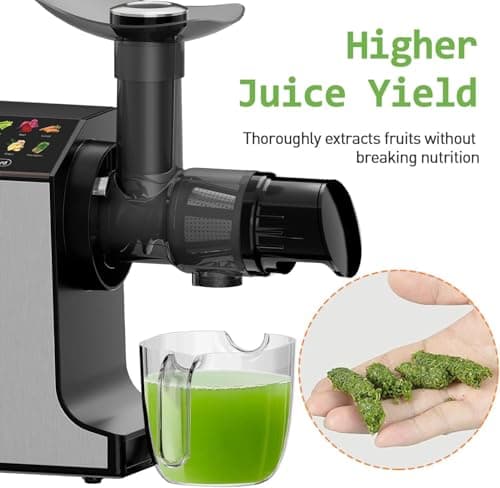 whall Masticating Slow Juicer, Professional Stainless Juicer Machines for Vegetable and Fruit, Touchscreen Cold Press Juicer with 2 Speed Modes,Silver 5