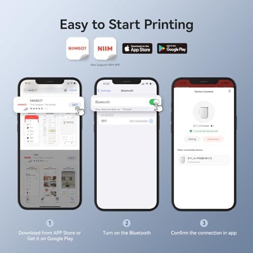 NIIMBOT D11 New Version Label Maker Machine with Tape,300DPI Bluetooth Label Printer, Portable Thermal Printer,Sticker Maker for Organizing Home Office School,White 9