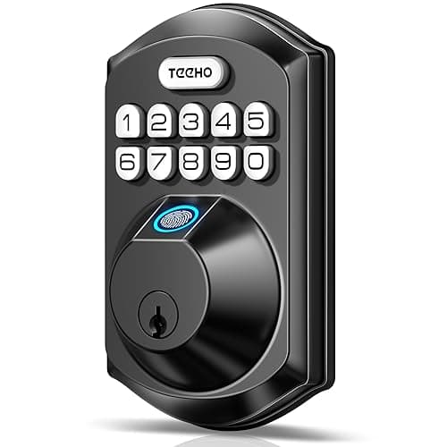 TEEHO TE002 Fingerprint Door Lock - Keyless Entry Electronic Keypad Deadbolt with 2 Backup Keys - Auto Lock - Easy Installation - Smart Locks for Front Door - Matte Black