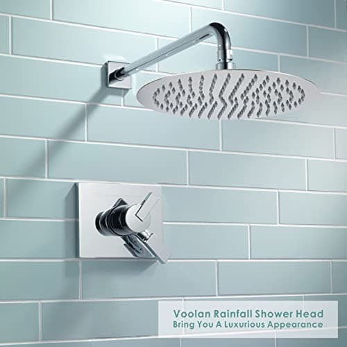 Voolan Rain Shower Head, High Flow Large Rainfall Showerhead Made of All Metal Stainless Steel, Waterfall Body Covering, Universal Wall and Ceiling Mount (12 Inch, Chrome) 6
