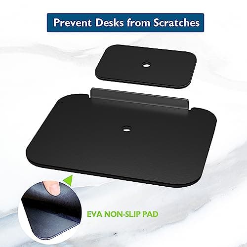 BONTEC Steel Monitor Mount Reinforcement Plate, Monitor Bracket Plate with Anti-Slip Pads for Glass/MDF/PB Tabletops, fits C-Clamp/Grommet Installation, Black 5