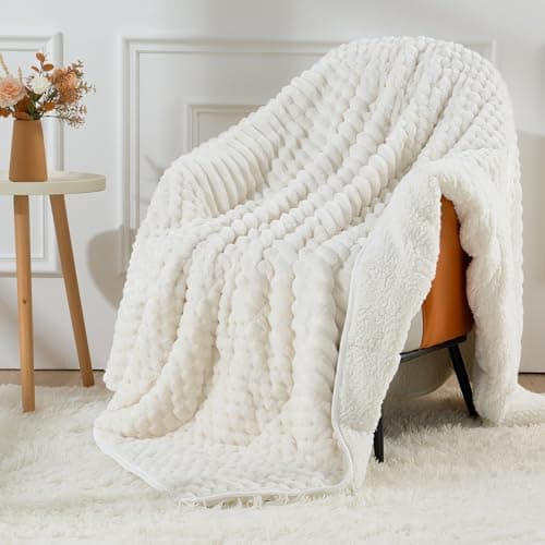 Uttermara Fleece Weighted Blanket for Adults King Size 15lbs, Soft Sherpa Weighted Blankets for Sleeping and Calming, Fuzzy Heavy Blanket for Bed and Couch, 80 x 87 Inches, Cream White
