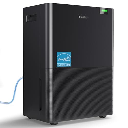 Gasbye 4500 Sq.Ft. 2025 Energy Star Dehumidifier for Basement with Drain Hose, Max 75 Pints/D Dehumidifier for Large Room, [43dB Quiet Compressor], Easy Drainage, Auto-restart, Black