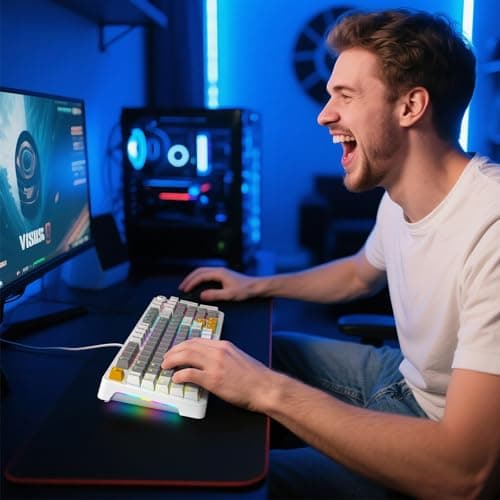 AK96 Smart Mechanical Keyboard Gaming, 96 Keys Full Size with LED Colorful Backlit, Clicky Creamy Sounding, USB Wired Computer Keyboard with Volume Knob for PC, Mac, Windows(Grey) 7