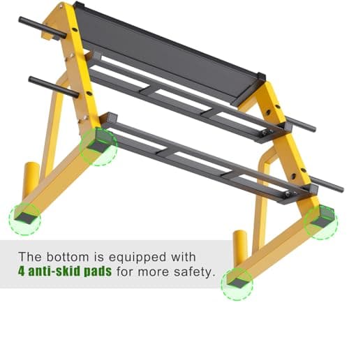 "Kipika Heavy Duty 3 Tier Dumbbell Rack Multifunctional, Weight Rack for Dumbbells, Home Gym Equipment, Suitable for Storage of Dumbbell, Kettle Bell, Barbell Plate, Barbell Bar, Yellow/Black" 8